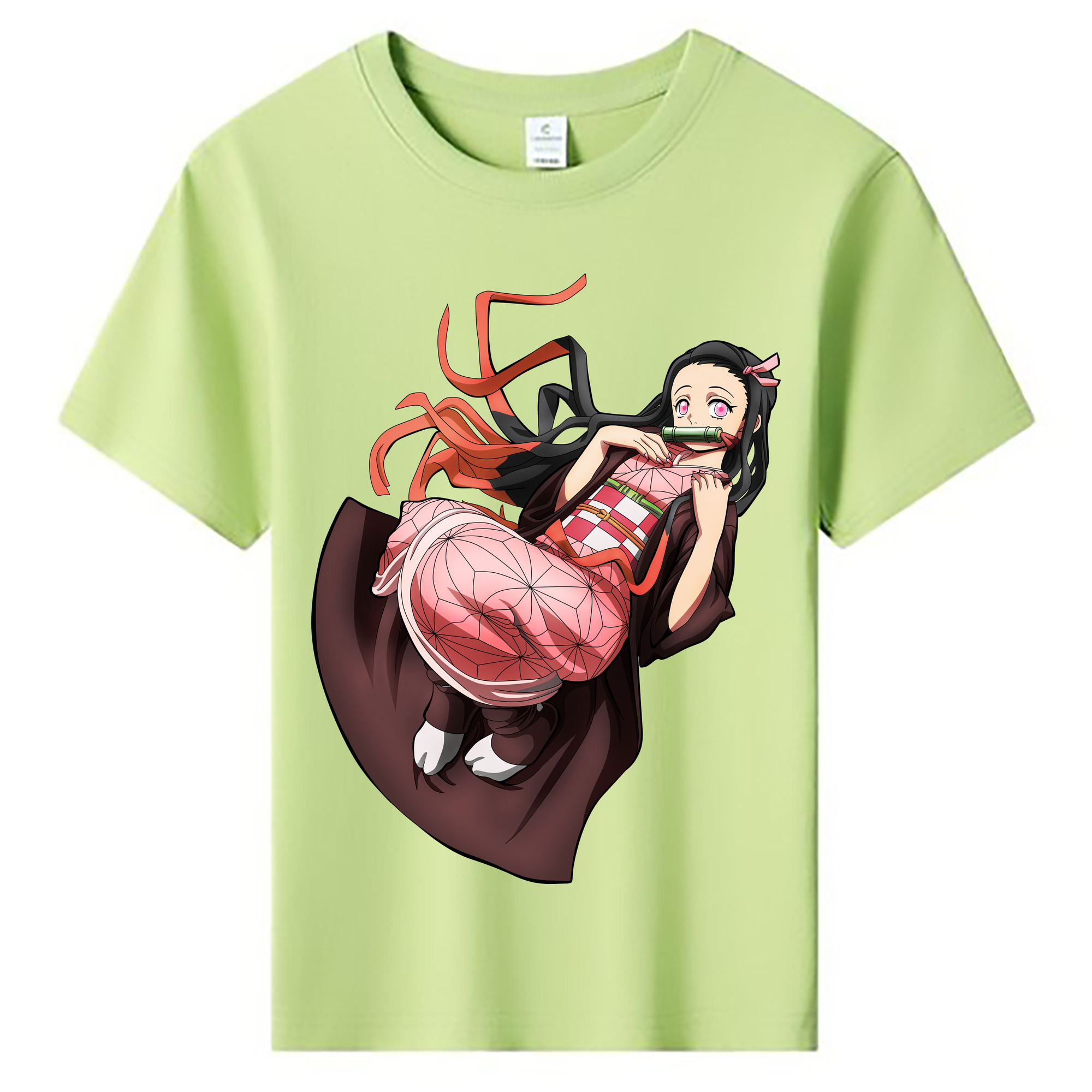 （画像用） 鬼滅の刃（きめつのやいば）竈門 禰󠄀豆子／かまど ねずこ Kamado Nezuko 綿100％キッズTシャツ（フロントプリント）